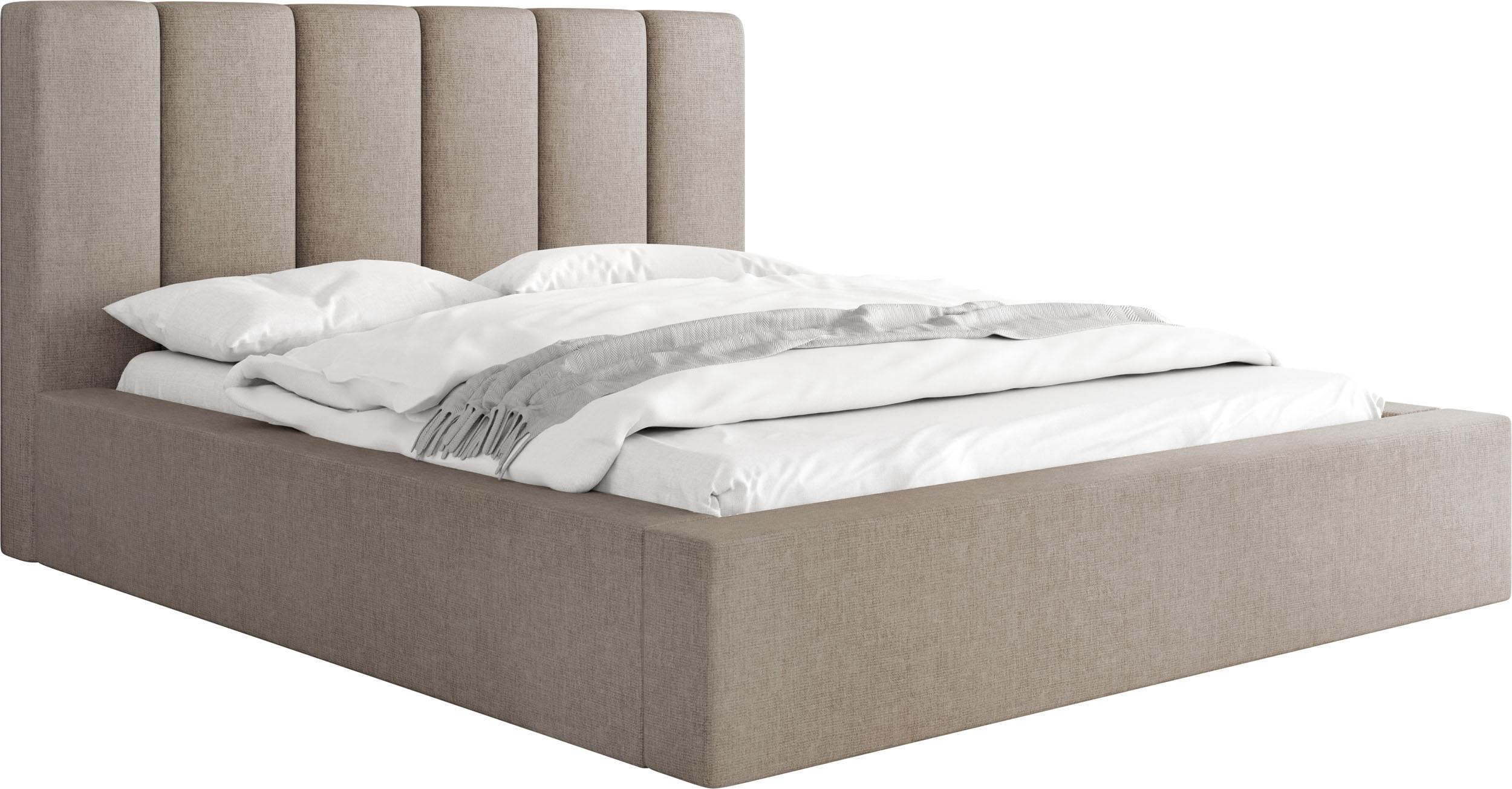 POLSTERBETT Amira - Hellbraun/Beige, Holzwerkstoff/Kunststoff (160/200cm) - WFL GROUP