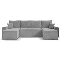 WOHNLANDSCHAFT Hektor U mit Schlaffunktion hellgrau - Hellgrau/Schwarz, Kunststoff/Textil (318/94/152cm) - Beautysofa