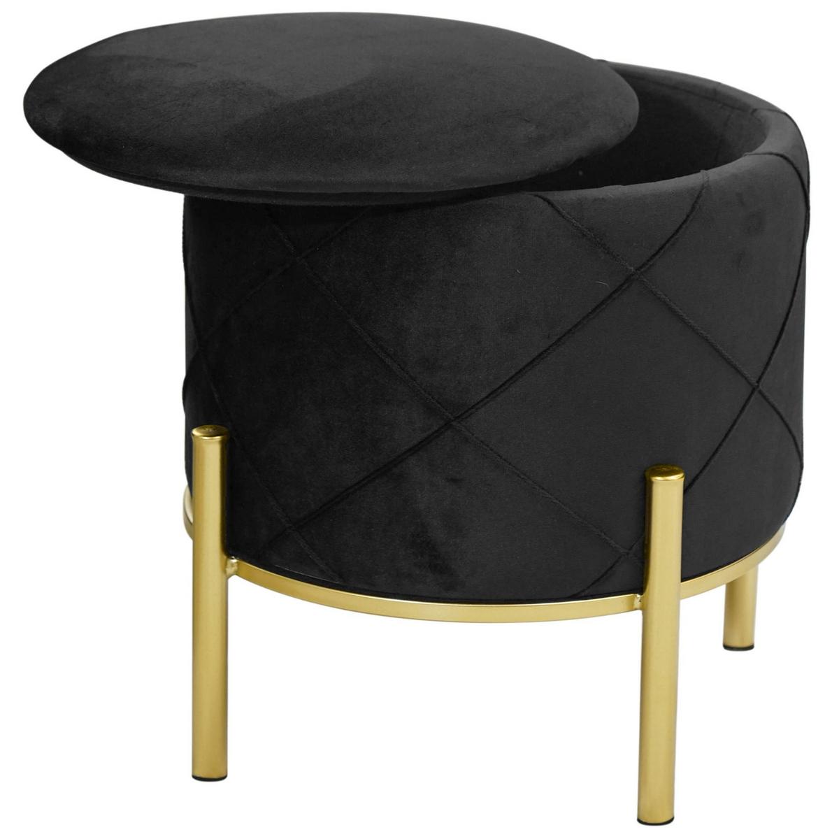 SITZHOCKER mit Stauraum, Polsterhocker Schwarz 37/40/37 - Schwarz, Textil (37/40/37cm) - RAUMHIRSCH FURNITURE