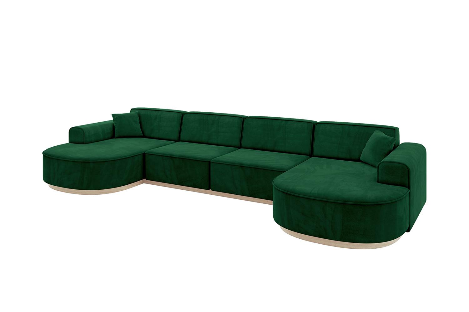 WOHNLANDSCHAFT MARI-U2-v1 - 388x171x83 cm Dunkelgrün Velours - Dunkelgrün, Holzwerkstoff/Textil (388/83/171cm) - ALTDECOR