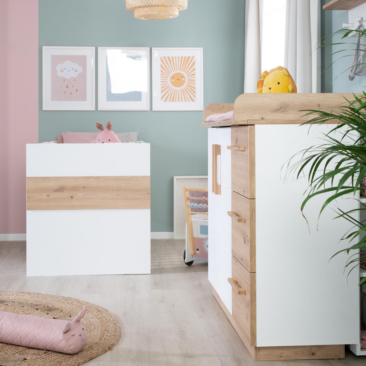 BABYZIMMER-SET Lion 2-teilig - Multicolor/Eiche Artisan, Holz/Holzwerkstoff (76/82/144cm) - Roba