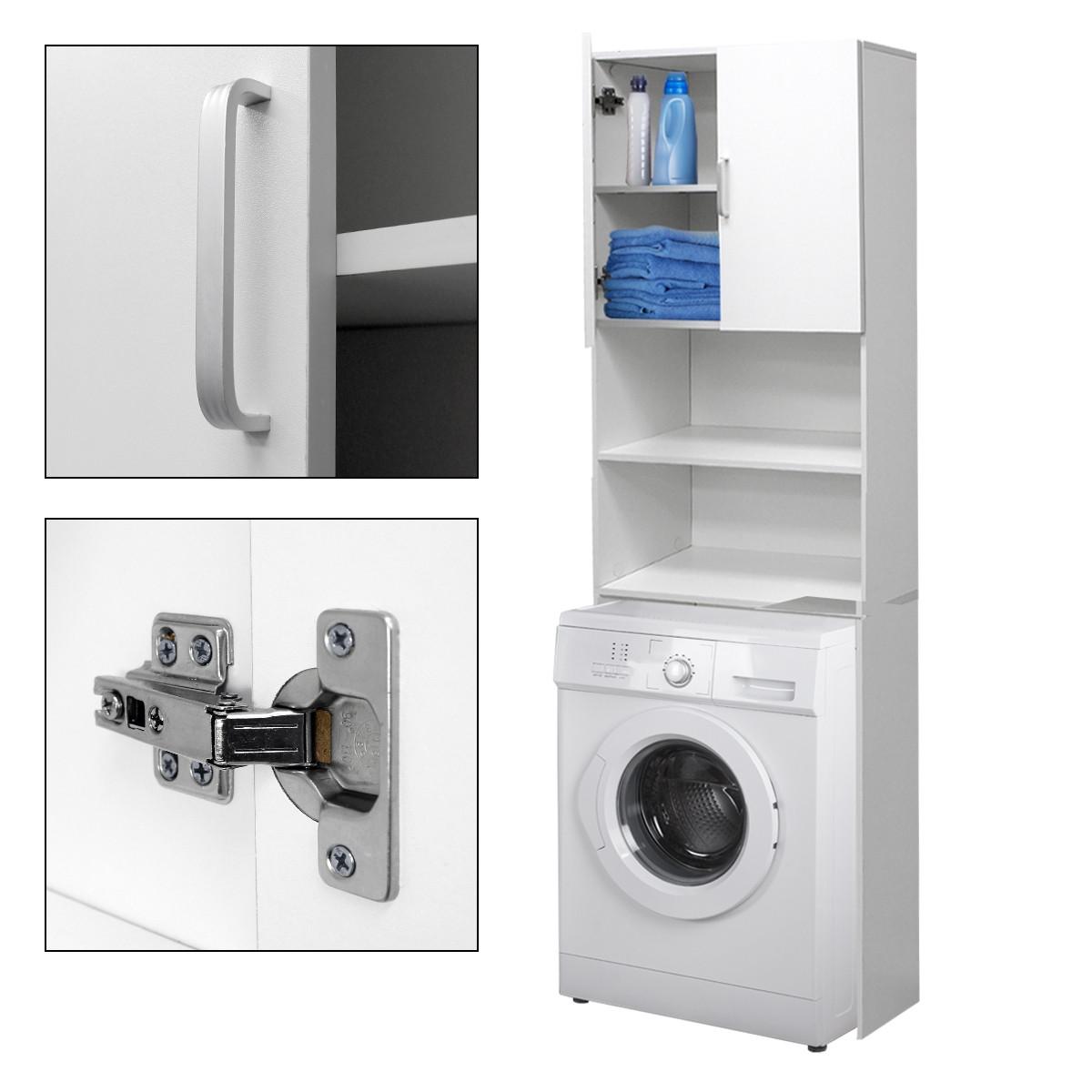 WASCHMASCHINENSCHRANK 190x63 cm Weiß - Weiß, Holzwerkstoff (25/190/63cm) - ECD-Germany