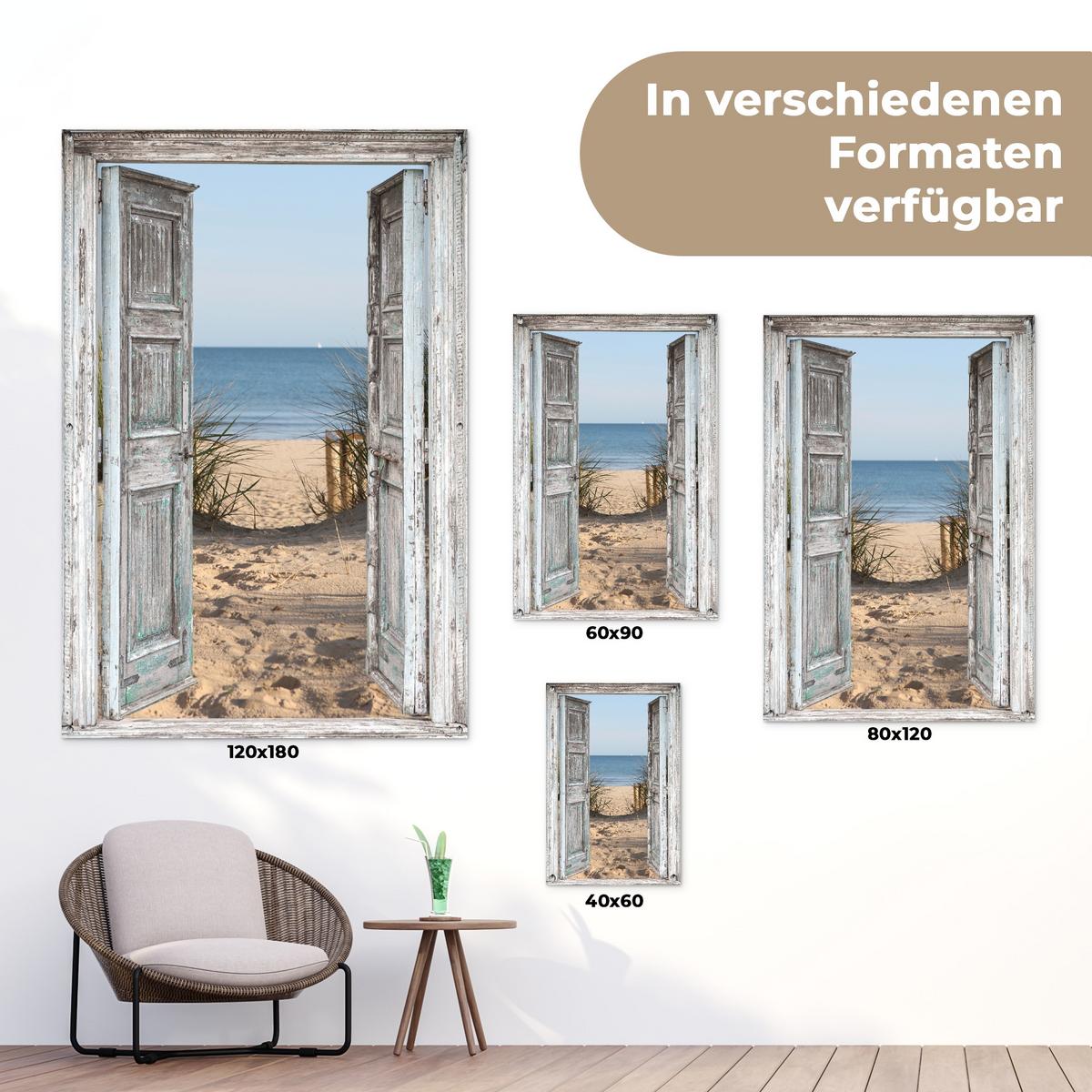 GARTENPOSTER Düne - Strand - Aussicht - Sommer Outdoor Bilder 80x120 cm - Hellgrau, Kunststoff (80/120/0.2cm) - OnlyWow