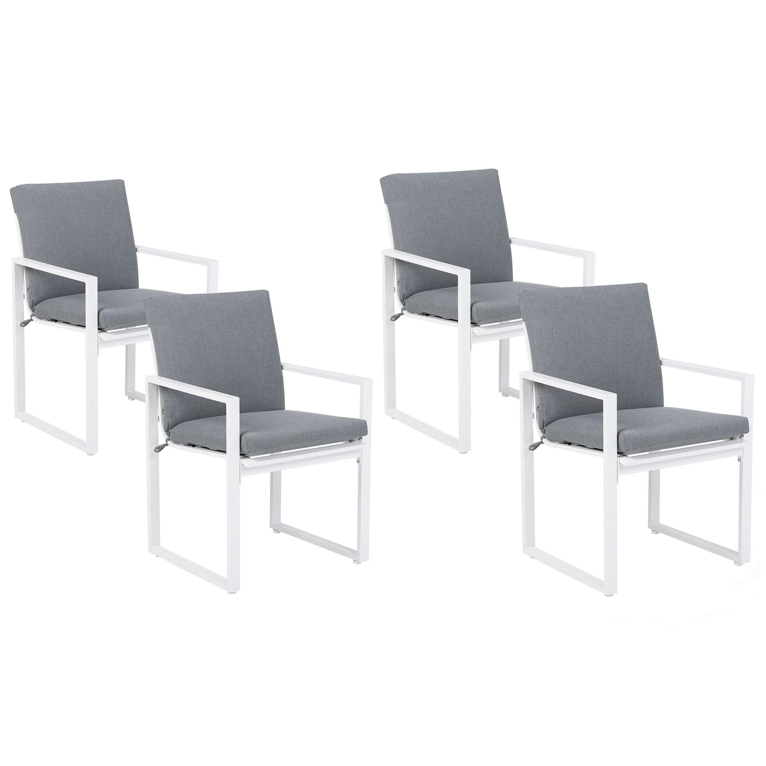 GARTENSTUHL 4er-Set Metall Grau Pancole - Grau, Textil (57/87/51cm) - Beliani