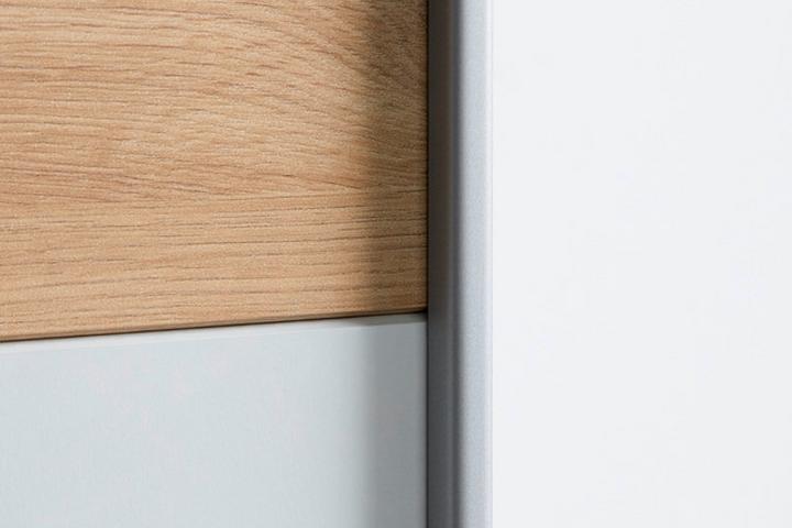 Schwebetürenschrank Weiß und Eiche Artisan 2 Schwebetüren