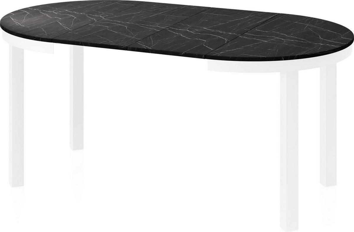 ESSTISCH Rowan Weiß runder ausziehbarer, Schwarzer Marmor 100-176/100/76 cm - Anthrazit/Weiß, Holzwerkstoff/Metall (100/176/76cm) - WFL GROUP