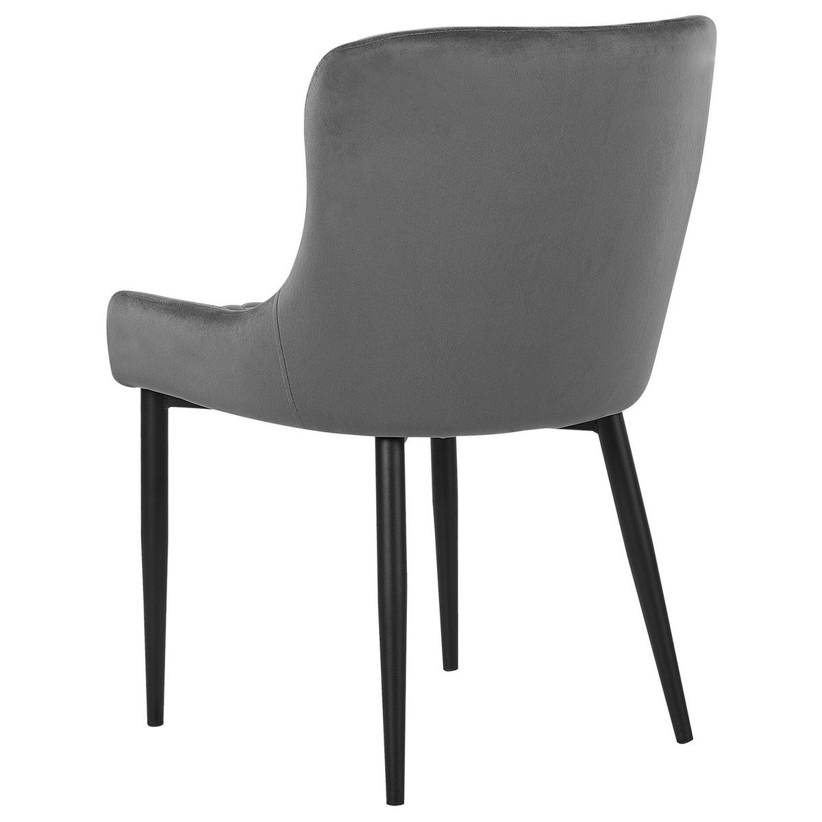 ESSZIMMERSTUHL 2er-Set Samtstoff Grau Solano - Grau, Textil/Metall (51/82/52cm) - Beliani