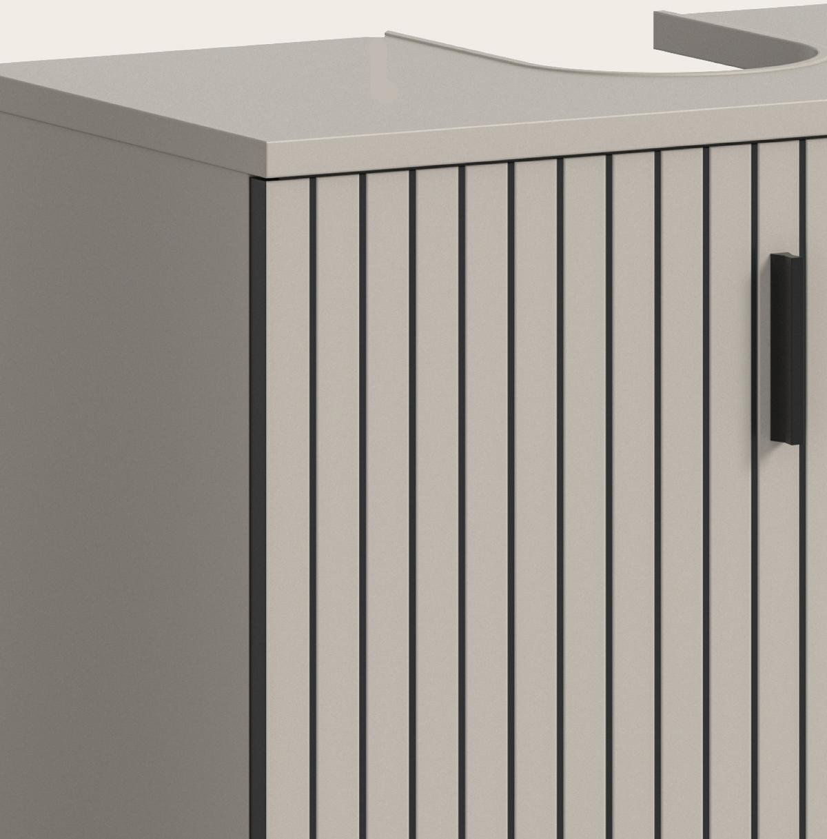 BADMÖBEL-SET Kaschmir 2-teilig 60 cm, Badkombination in modernem Design - Kaschmir/Schwarz, Glas/Holzwerkstoff (60/180/30cm) - Inn.Furn