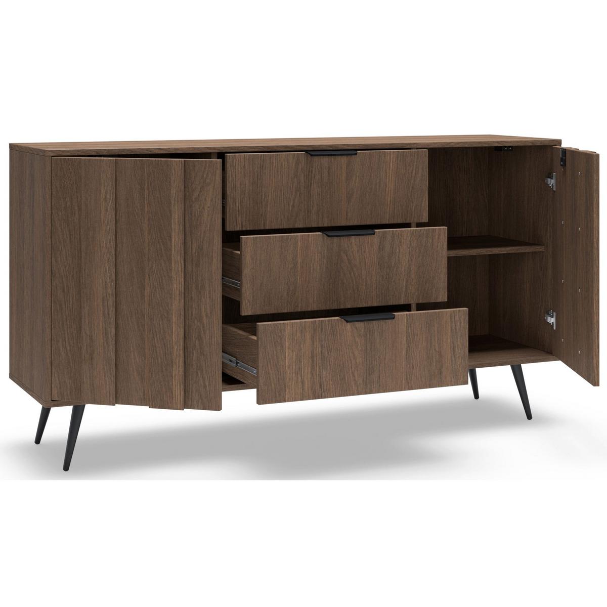 SIDEBOARD Amaro 153 cm - Eichefarben/Schwarz, Holzwerkstoff/Metall (153.5/82.6/40cm) - Selsey