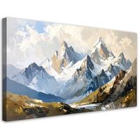 LEINWANDBILD Berge Landschaft wie gemalt 120x60cm - Grau, Textil (120/60cm) - Feeby