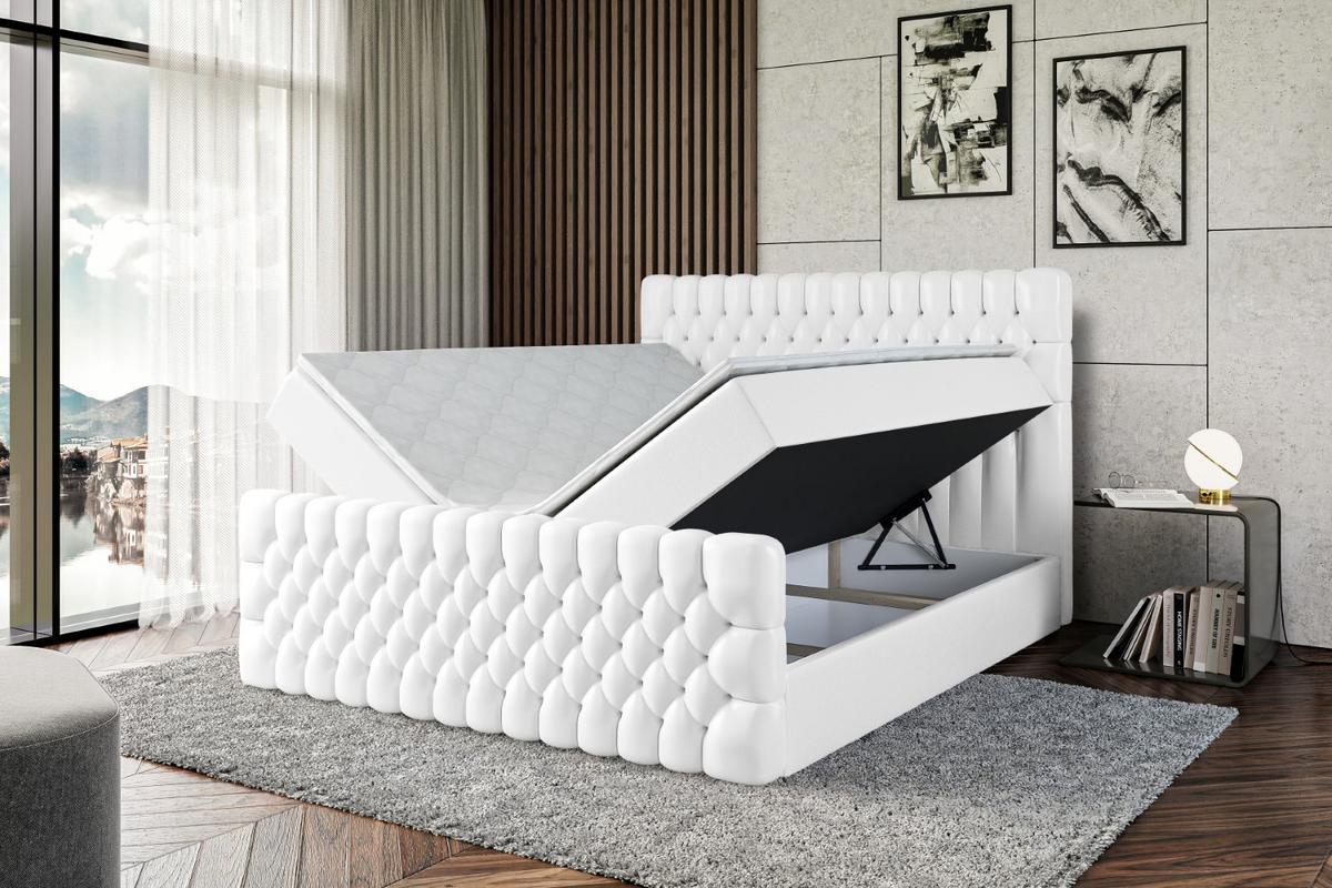 BOXBETT SERENE-Z - 160 x 200 - H3 - Weiß Hochglanz - Weiß Hochglanz, Holzwerkstoff (160/200cm) - ALTDECOR