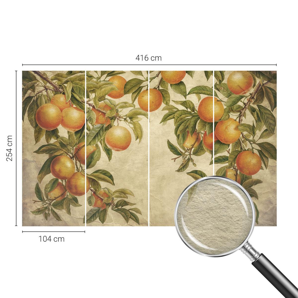 FOTOTAPETE 416x254 cm - Fruchtzweige - Grün, Textil (416/254cm) - Wallfluent