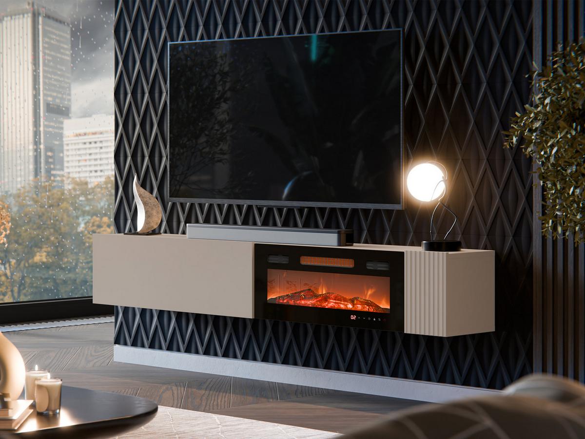 TV-LOWBOARD Capital 200 EF mit Kamin - Kaschmir, Holzwerkstoff (200/38/30cm) - MIRJAN24