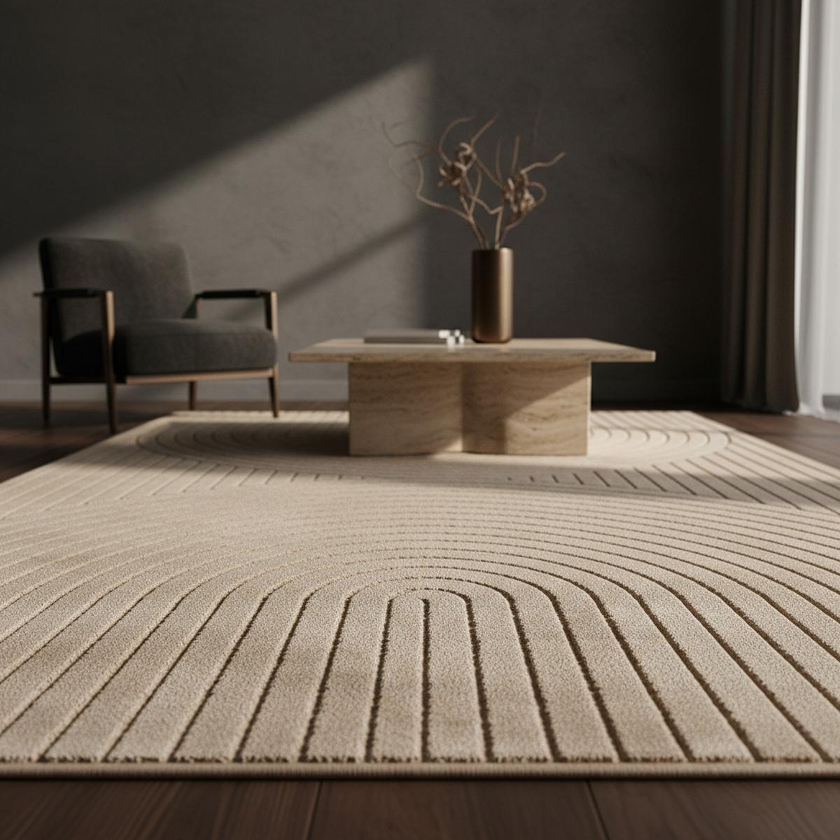 TEPPICH Outdoor ENGADIN in Beige, im Skandi-Stil mit 3D-Design, 240 x 340 cm - Beige, Textil (340/240cm) - KADIMA DESIGN