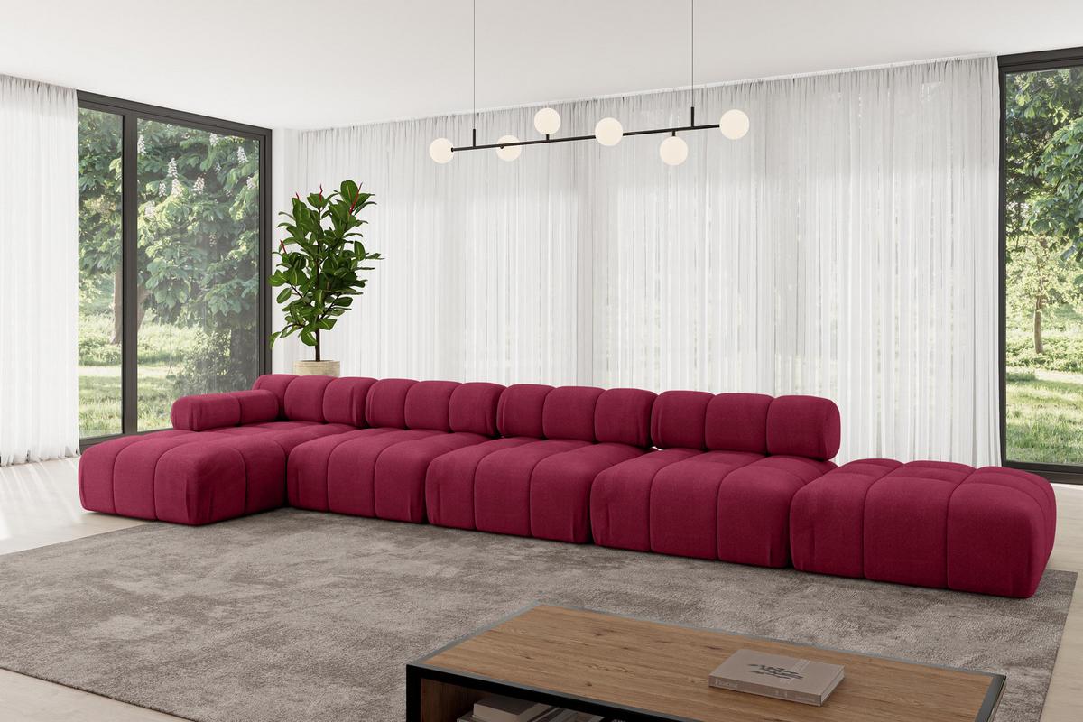 ECKSOFA modulares Sofa Lizur-L3 - 475x160x70 cm Bordeauxrot Velours - Bordeaux, Holzwerkstoff/Textil (475/160cm) - ALTDECOR