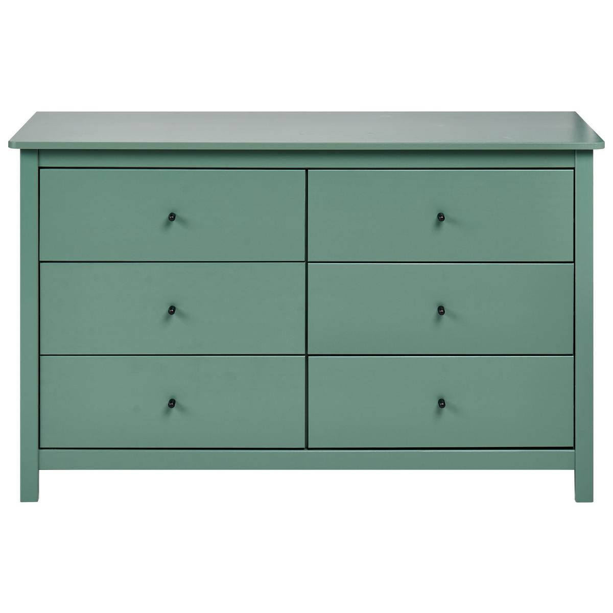 KOMMODE mit 6 Schubladen Kiefernholz Grün Barcaldine - Grün, Holz (130/82/45cm) - Beliani