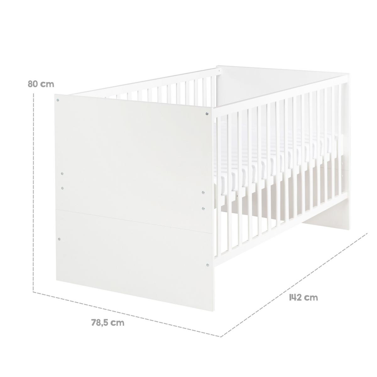 BABYBETT Anton 70 x 140 cm - Weiß, Holzwerkstoff (70/140cm) - Roba