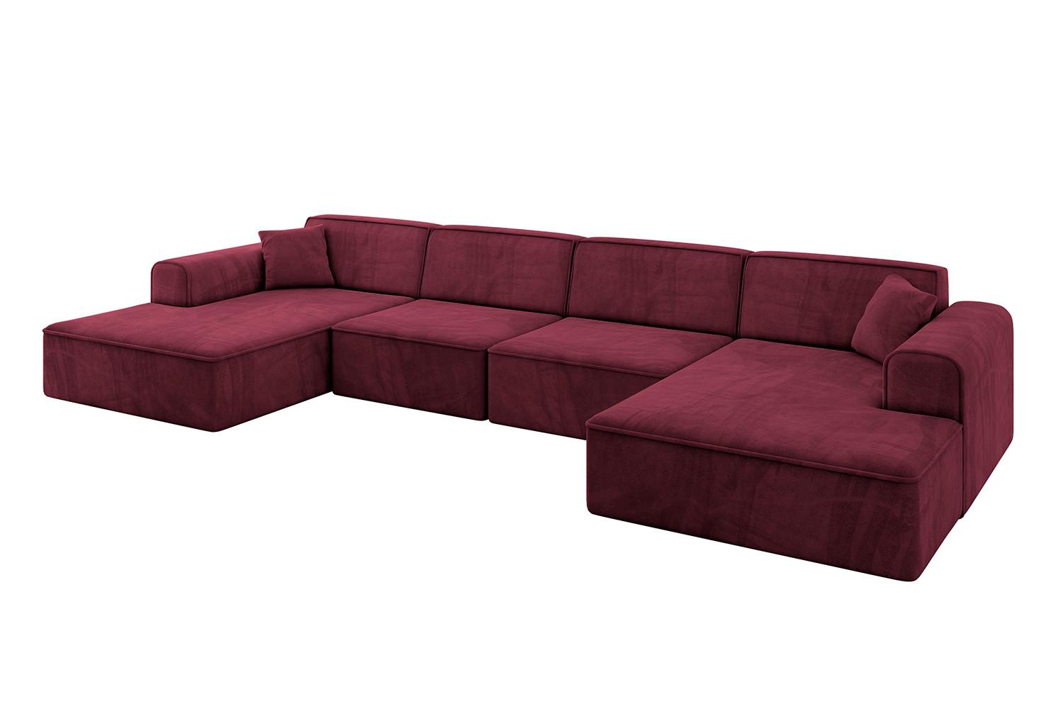 WOHNLANDSCHAFT IREA-U2-v3 - 386x165x77 cm Bordeauxrot - Bordeaux, Holzwerkstoff/Textil (386/77/165cm) - ALTDECOR