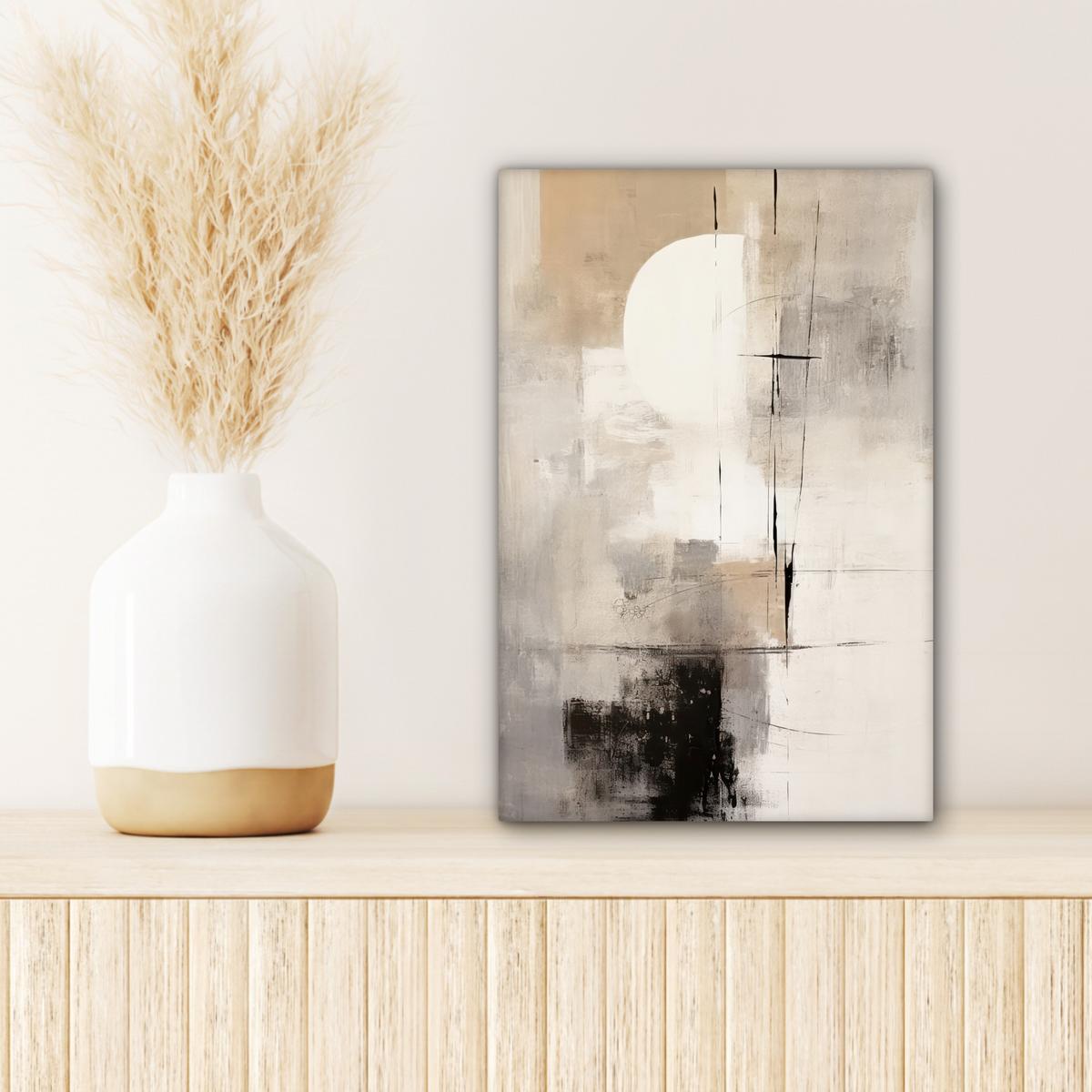LEINWANDBILD Abstrakt - Kunst - Grau Deko Wohnzimmer 20x30 cm - Hellgrau, Textil (20/30cm) - MuchoWow