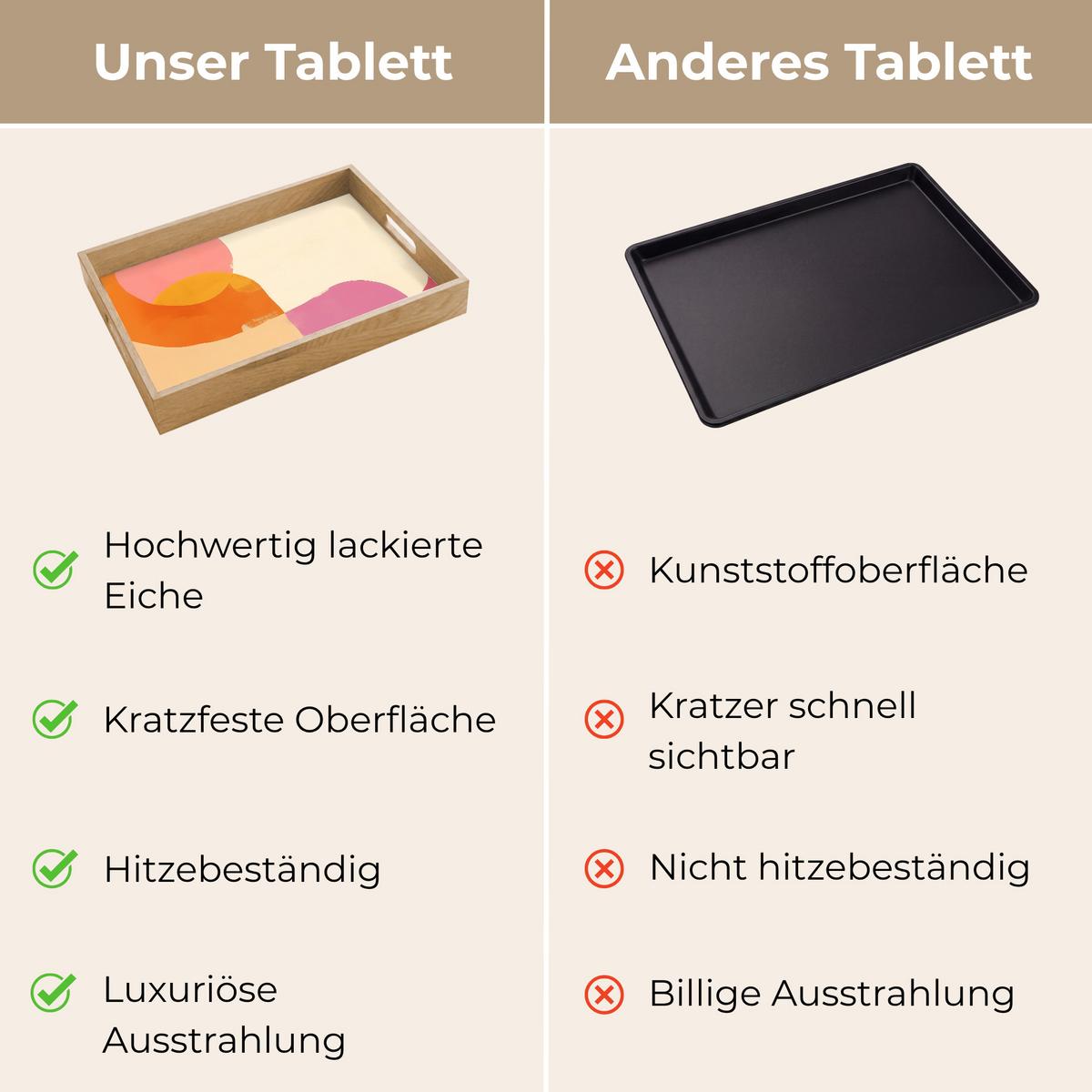 TABLETT Formen - Abstrakt - Farbenfroh 40x30 cm - Orange, Holz (40/5/5cm) - OnlyWow