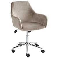 BÜROSTUHL Samtstoff Taupe Wellston - Taupe, Textil/Metall (55/80/55cm) - Beliani