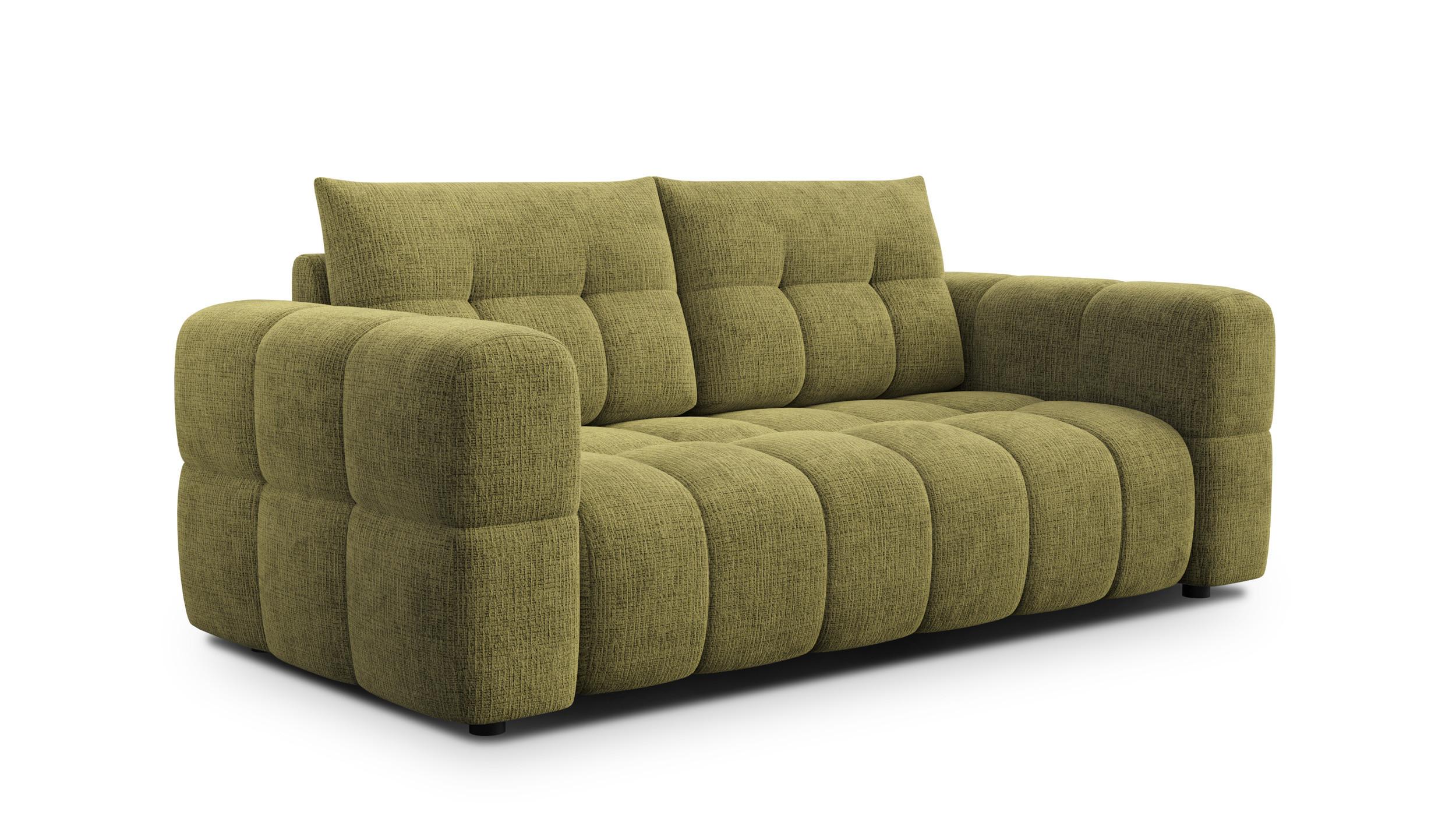 SOFA CLOUDI 2,5-Sitzer, olivgrün - Schwarz/Olivgrün, Holz/Textil (211/89/104cm) - Wozimo