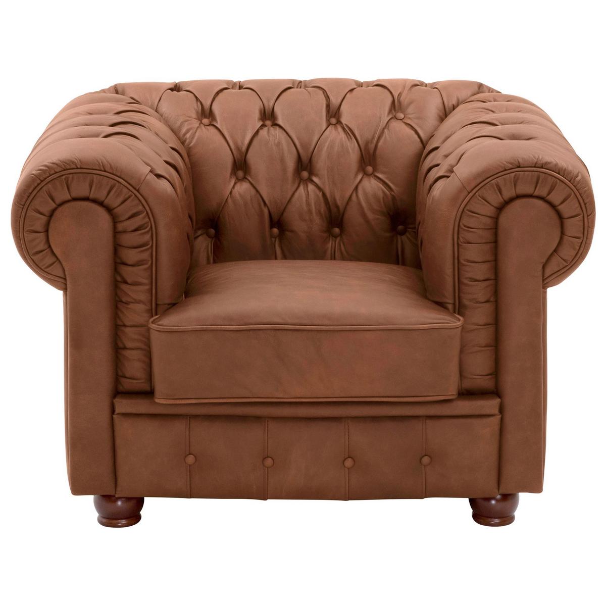 POLSTERSESSEL Kalea Echtleder (Antikoptik) cognac - Cognac, Leder (98/76/110cm) - 58aufmkessel