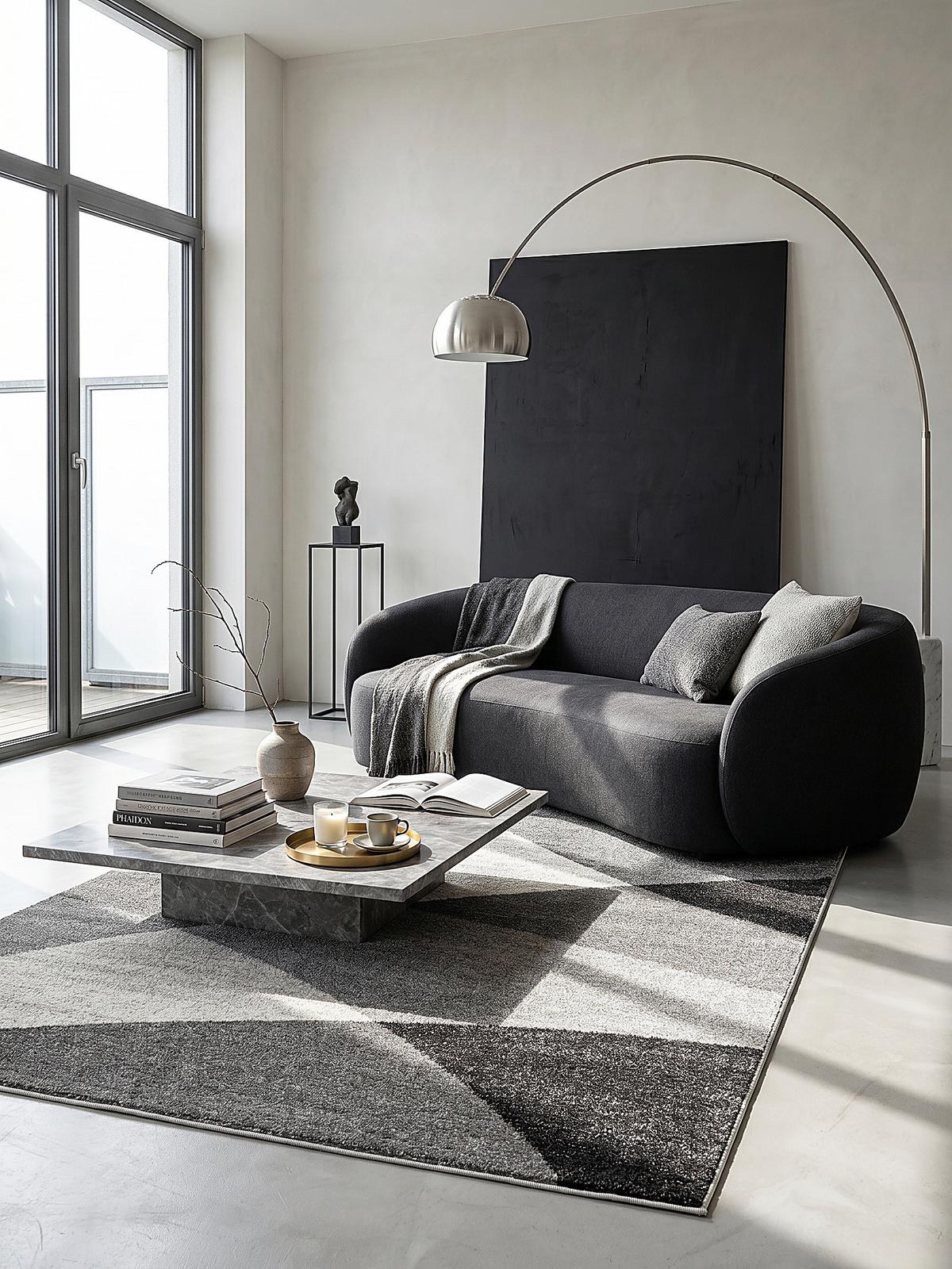 TEPPICH Niederflor Abstrakt THUR Polypropylen Grau 80 x 140 cm - Grau, Textil (160/220cm) - KADIMA DESIGN