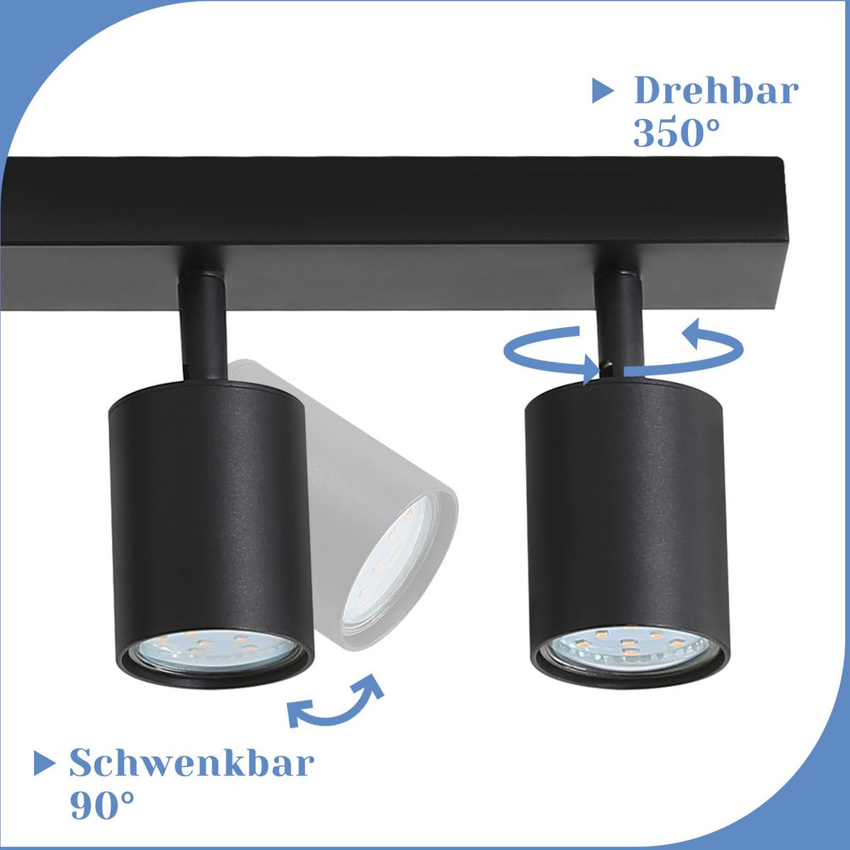 DECKENSTRAHLER Roger 6-flammig 77/3/14 cm - Schwarz, Metall (77/3/14cm) - Nettlife