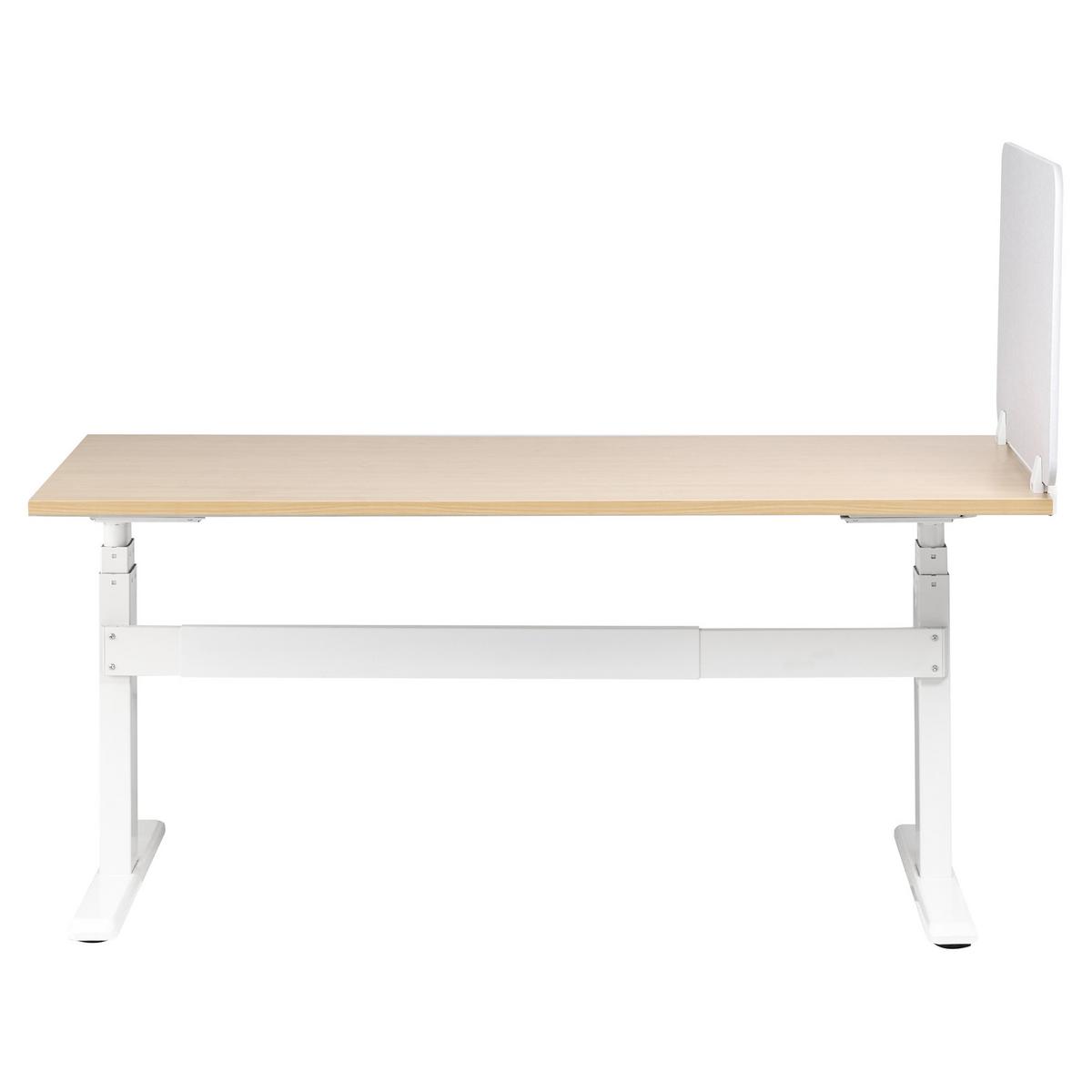 SCHREIBTISCHTRENNWAND 72x50 cm Cremeweiß Split - Creme, Textil (1/72/50cm) - Beliani