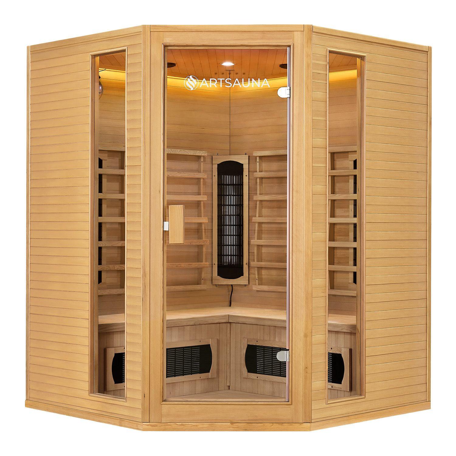 INFRAROTKABINE Nyborg E150K mit Keramik-, Flächenstrahler & Hemlockholz - Naturfarben, Holz (150/190/150cm) - Artsauna