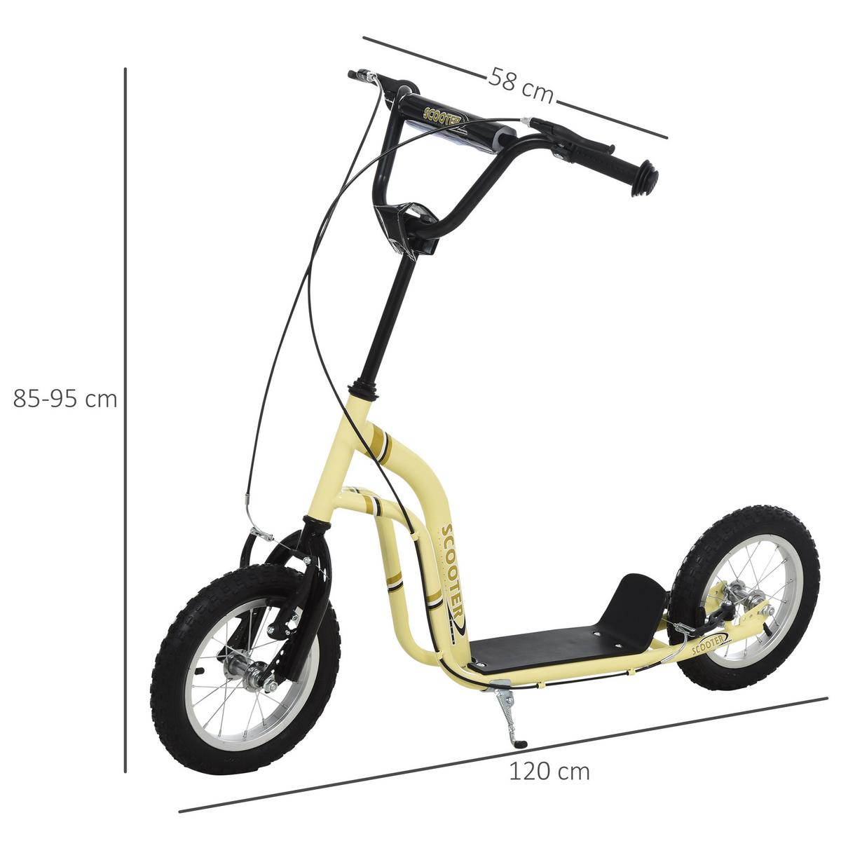 KINDERROLLER, Beige/Schwarz/Weiß, Stahl+ Aluminium - Beige, Metall (120/58/95cm) - HOMCOM
