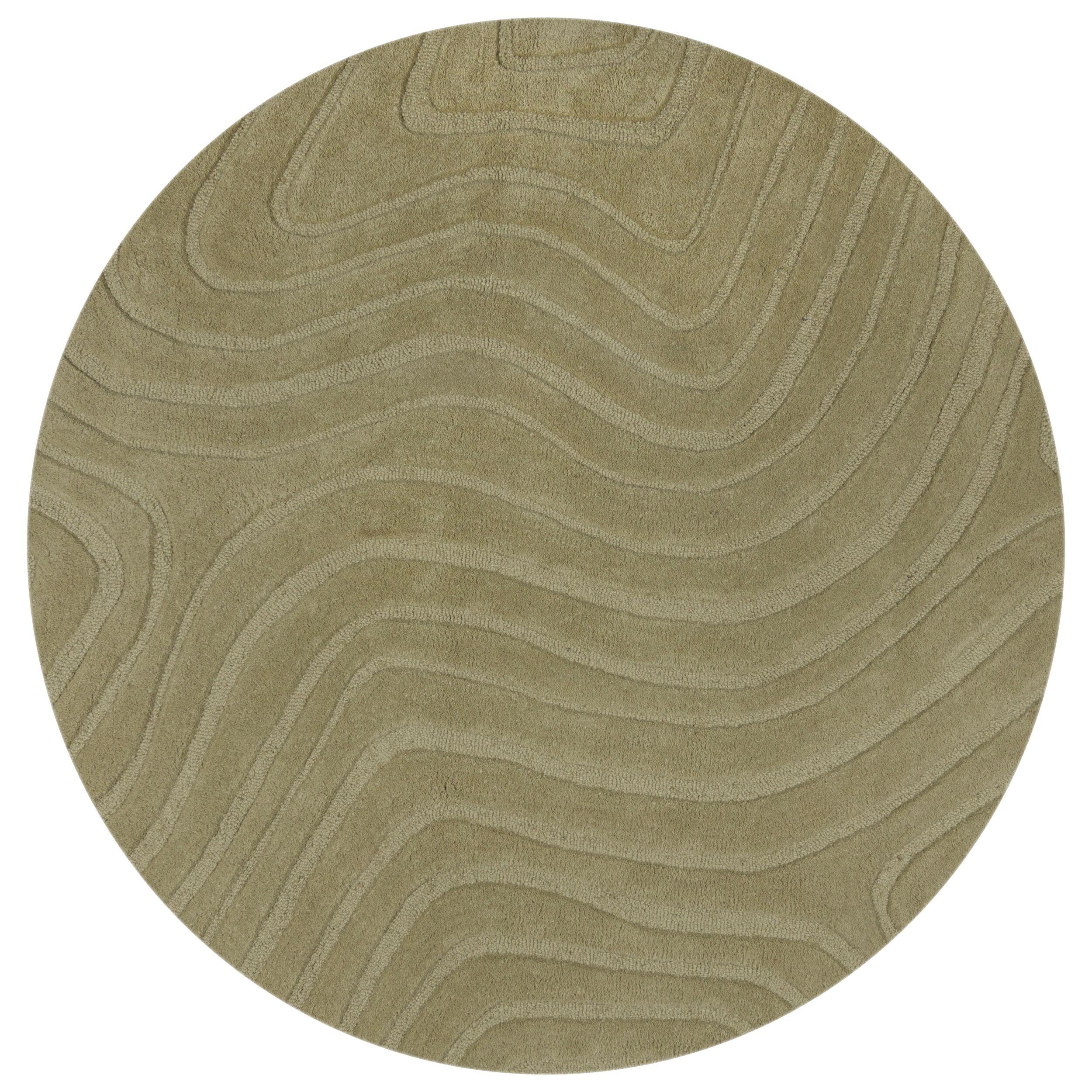 WOLLTEPPICH LEVEN, abstrakt, Olivegrün, Ø 160 cm - Grün, Textil (160/160cm) - KADIMA DESIGN