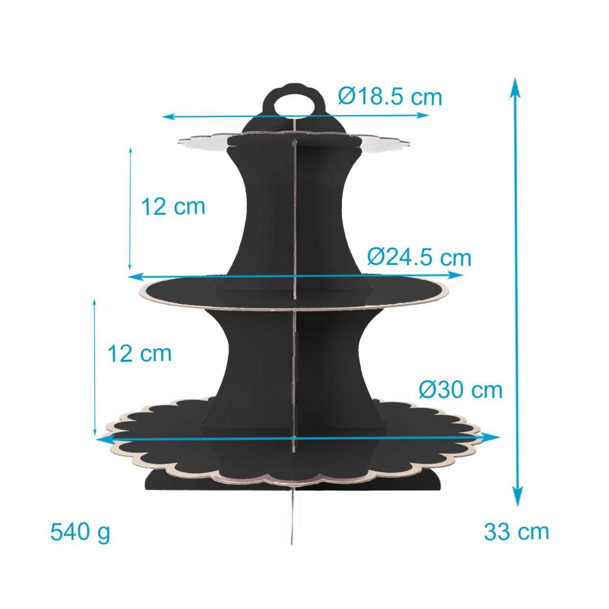 TORTENSTÄNDER aus Karton - Schwarz, Kunststoff (30/33/30cm) - Intirilife