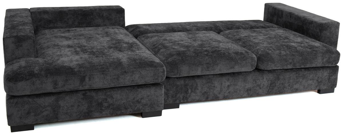 ECKSOFA Dahlia mit Schlaffunktion und Bettkasten in L-Form Links - Anthrazit Chenille 285/92/155 cm - Anthrazit/Schwarz, Kunststoff/Textil (285/155cm) - WFL GROUP