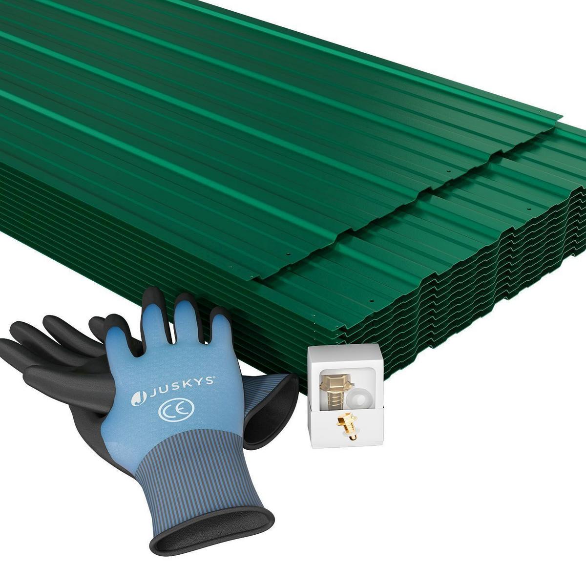 PROFILBLECH Grün 110x45 cm 14er-Set - Grün, Metall (45/110cm) - Juskys