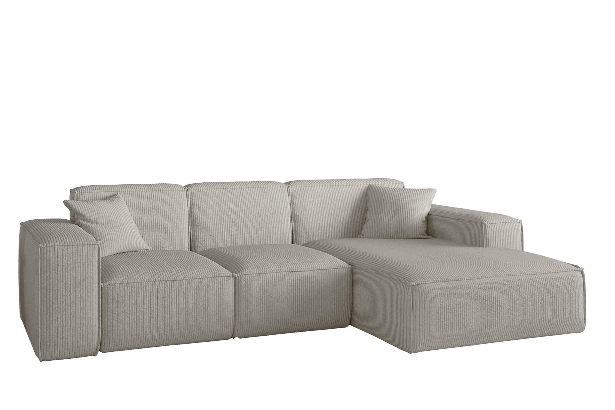 ECKSOFA Celes Premium Stoff Scala - Hellgrau, Holzwerkstoff/Textil (266/165cm) - Fun Möbel