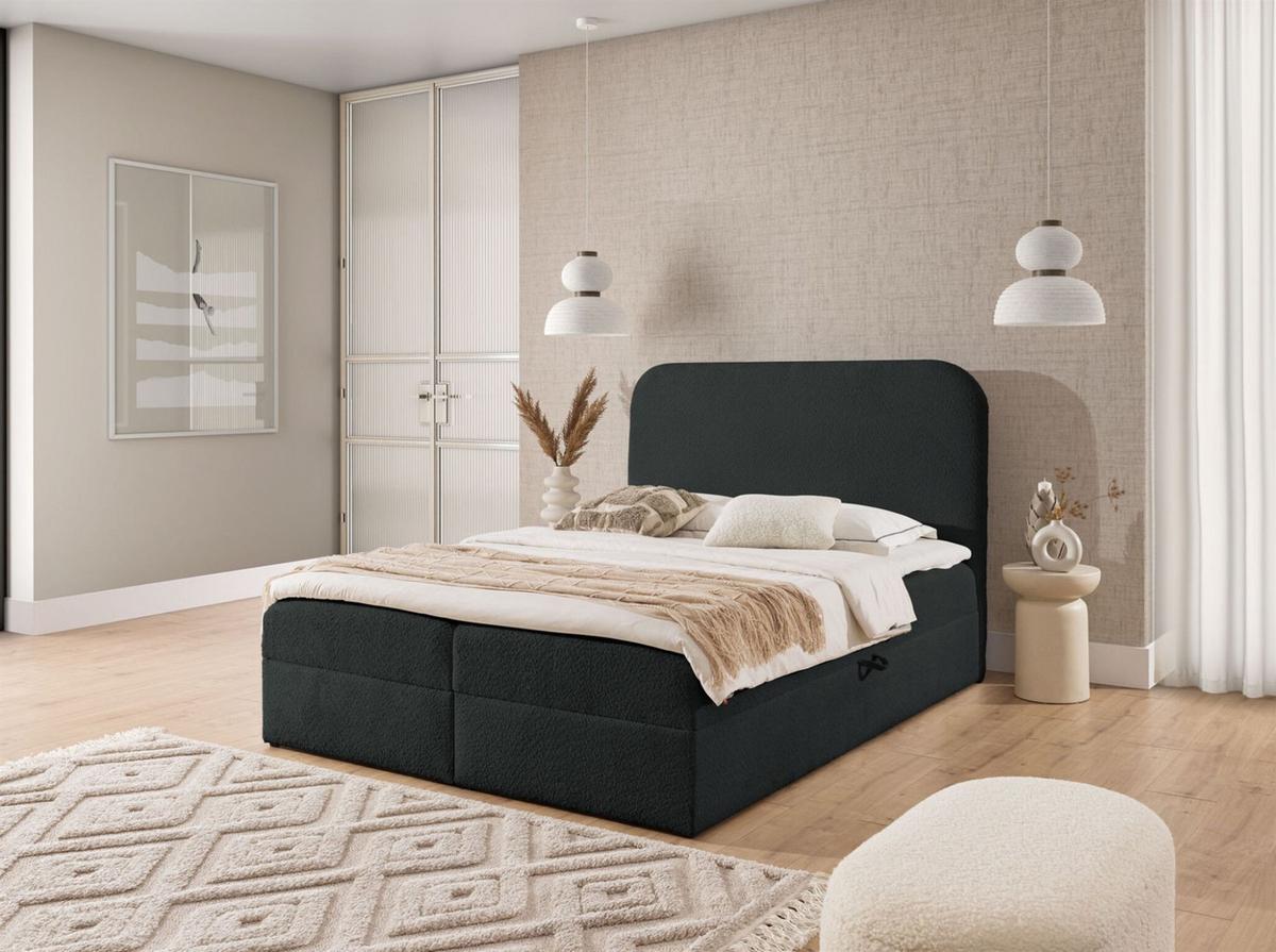 BOXBETT Bineta - Schwarz, Holzwerkstoff/Textil (180/200cm) - Fun Möbel