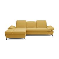 ECKSOFA FELICE L-S Gelb Geflochtener Stoff mit Schlaffunktion - Gelb, Holz (284/166cm) - MASSENO