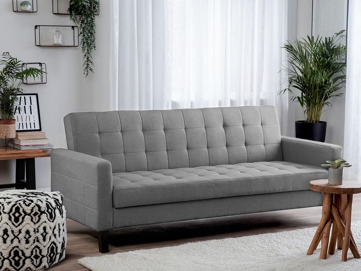3-SITZER-SCHLAFSOFA Polsterbezug Hellgrau Vehkoo - Hellgrau, Textil (200/86/77cm) - Beliani