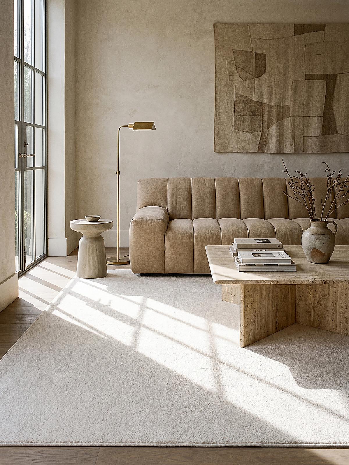 HOCHFLORTEPPICH Antirutsch Uni ALDAN Polyester Creme 300 x 400 cm - Beige, Textil (300/400cm) - KADIMA DESIGN