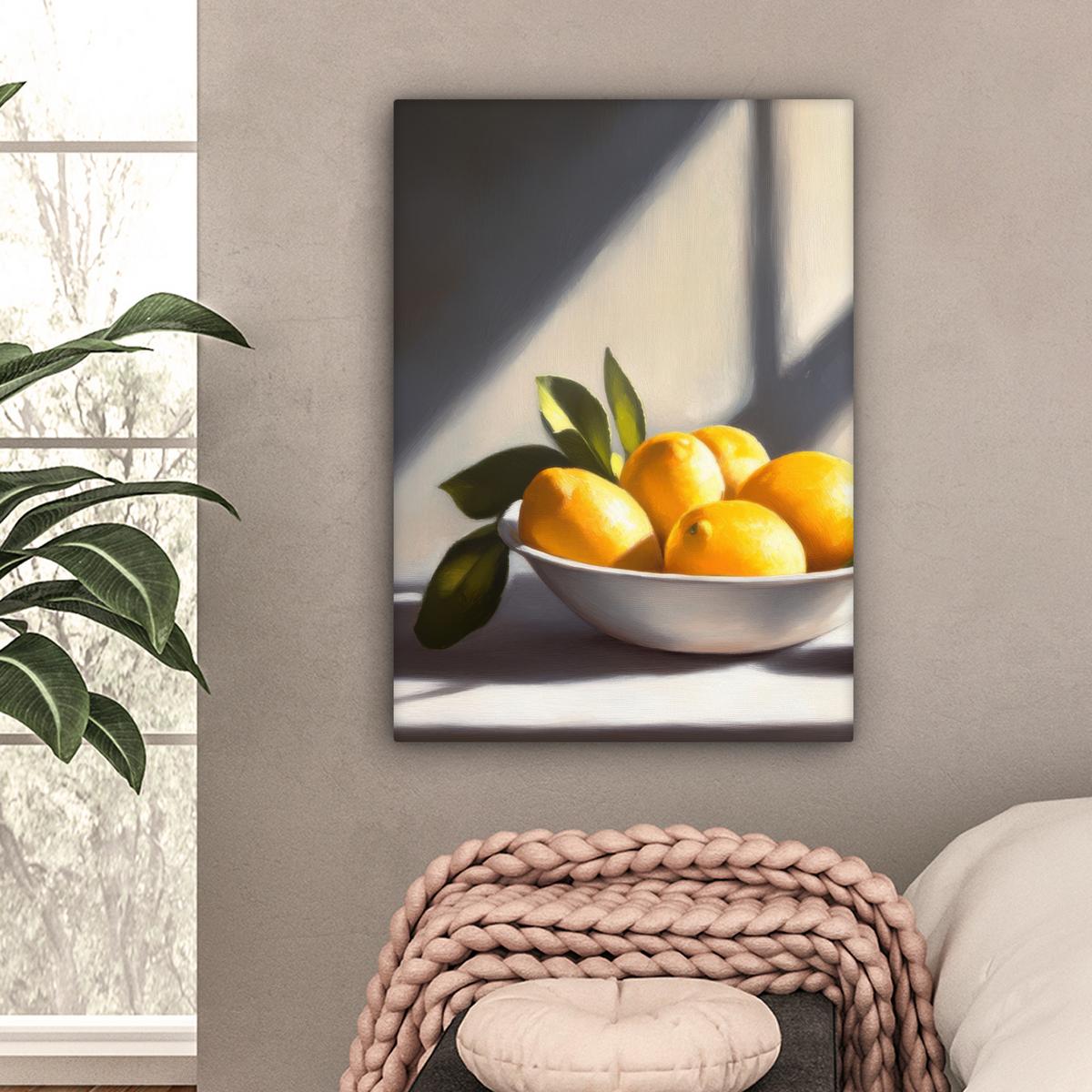 LEINWANDBILD Zitronen - Stilleben - Gelb Wandbild Wohnzimmer 60x80 cm - Gelb, Textil (60/80cm) - MuchoWow