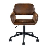 KINDERDREHSTUHL Wildlederoptik höhenverstellbar & 360° drehbar - Schwarz/Braun, Holzwerkstoff/Textil (55/85/56cm) - Urban Meuble