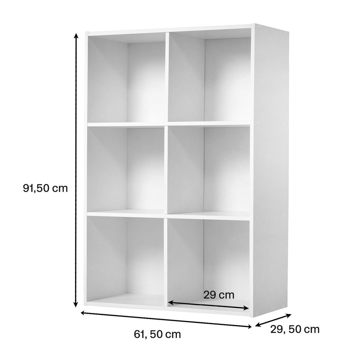 REGAL mit 6 Fächern - H91,5 x L61,5 cm - Weiß, Holzwerkstoff (29.5/91.5/31cm) - Calicosy