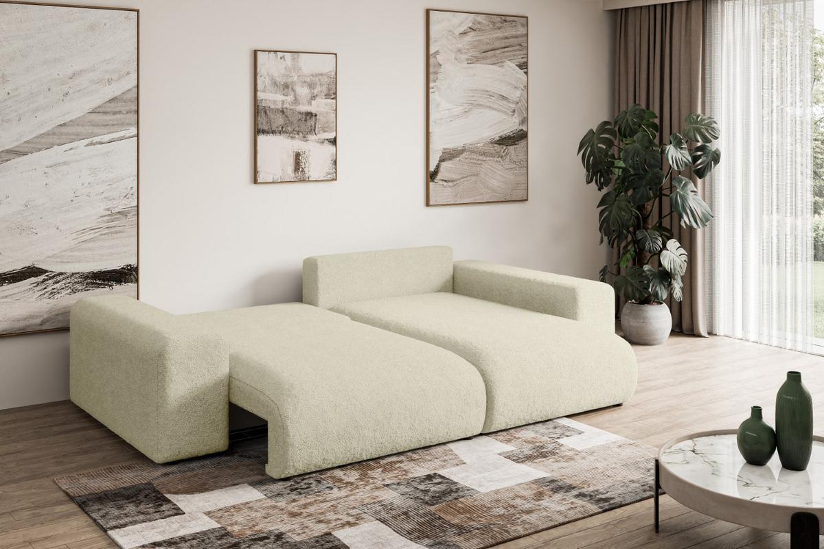 ECKSOFA Ottomane rechts ESKAR-L 266x176x72 Creme Bouclé - Creme/Haselnussfarben, Holzwerkstoff/Kunststoff (176/266cm) - ALTDECOR