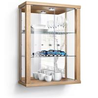 HÄNGEVITRINE 25/60/80 cm mit Spiegel, LED & 2 höhenverstellbaren Glasböden - Transparent/Silberfarben, Glas/Holzwerkstoff (60/80/25cm) - K-Möbel
