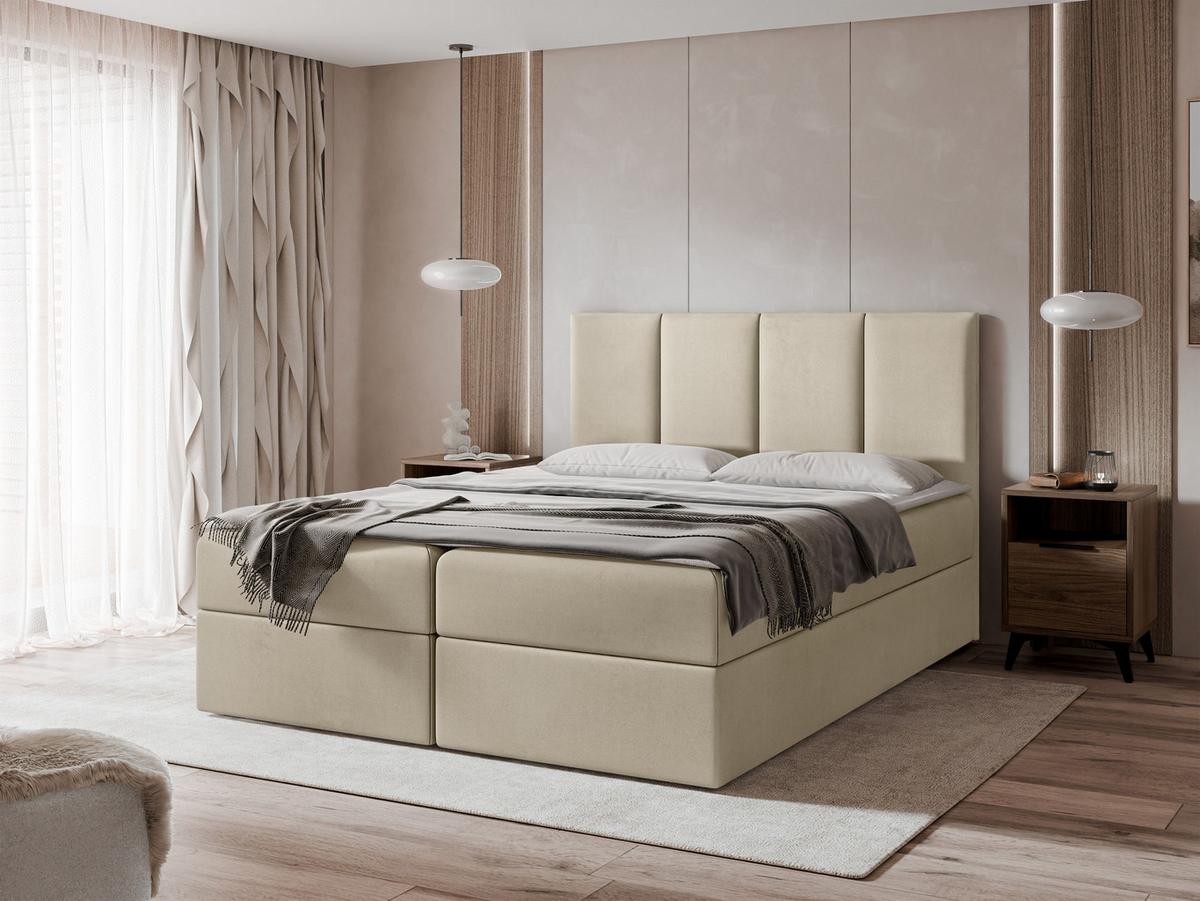 BOXBETT Rebos - H3 - Beige, Holz/Textil (160/200cm) - MIRJAN24
