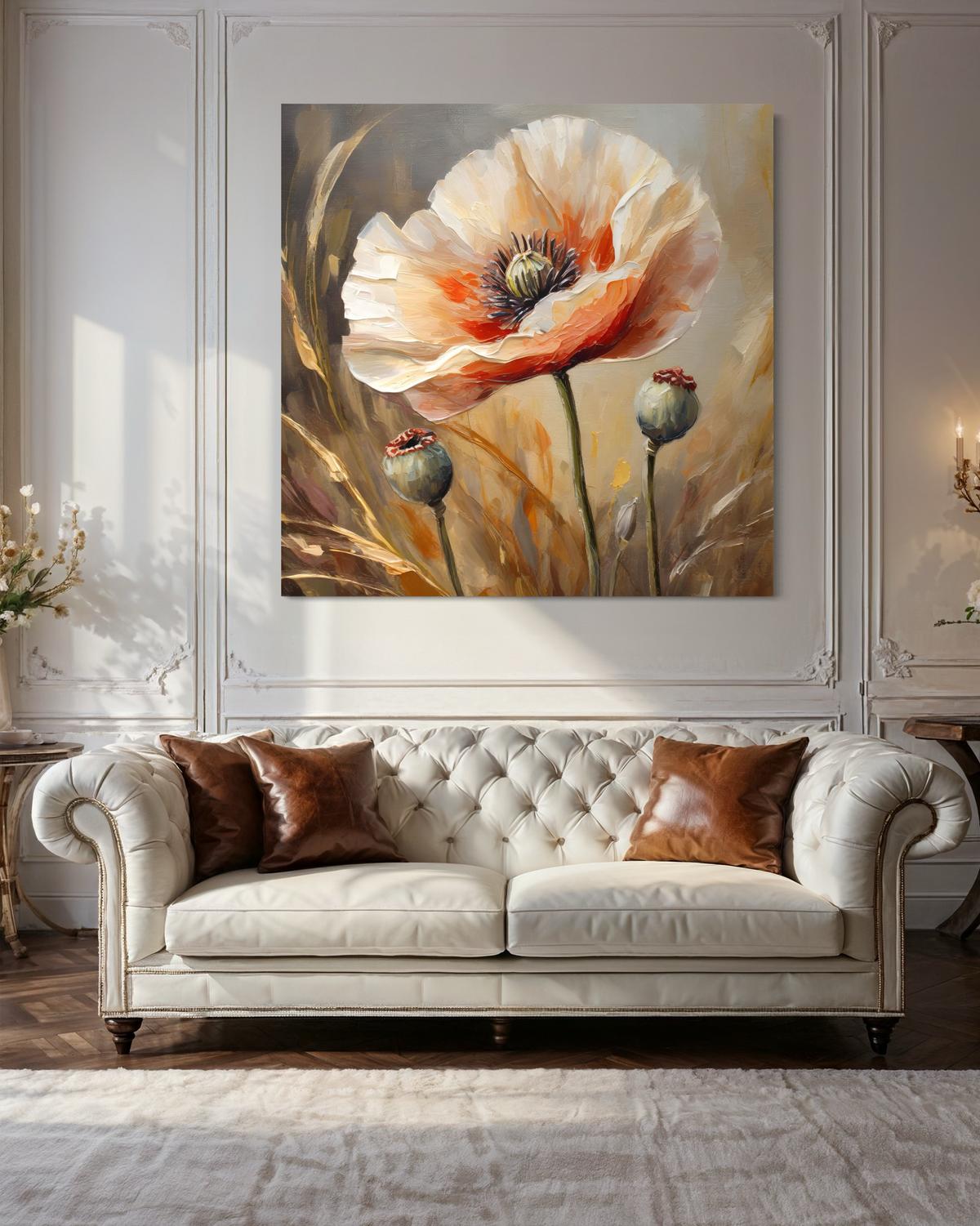 WANDBILD mohnblumen wie gemalt - Beige, Textil (40/40cm) - Feeby