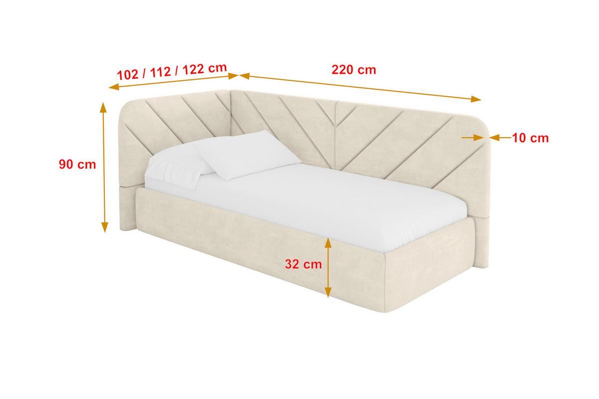 EINZELLBETT Jugendbett mit Bettkasten und Matratze H3/H4, Rechts - FIKY 90x200 Beige - Naturfarben, Holzwerkstoff/Textil (90/200cm) - ALTDECOR