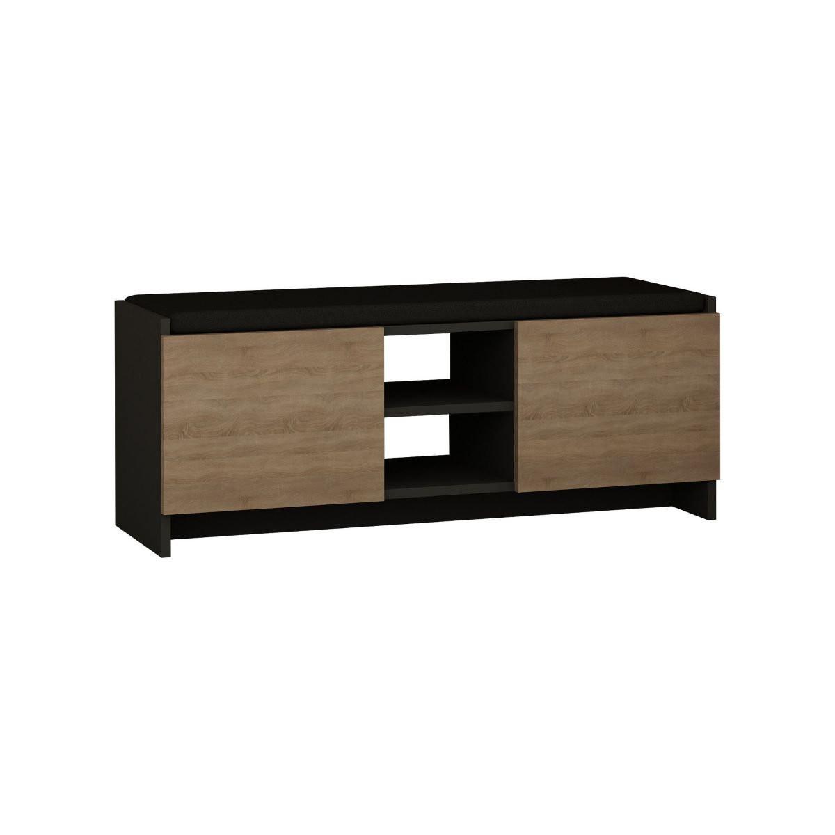 SCHUHBANK mit 2 Türen und 2 Nischen L110 cm - Zulla - Eichefarben, Holzwerkstoff (110/43/37cm) - Calicosy